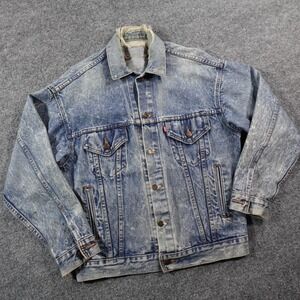 Vintage Levis Jacket Mens S Blue Acid Wash Denim Jean Distress 80s USA 70507